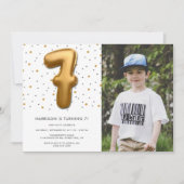 Modern Gold Foil ballon 6e verjaardag Foto Kaart (Voorkant)