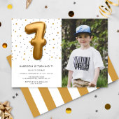 Modern Gold Foil ballon 6e verjaardag Foto Kaart