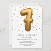Modern Gold Foil ballon 7th Birthday Kaart (Voorkant)