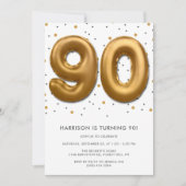 Modern Gold Foil ballon 90th Birthday Kaart (Voorkant)