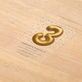 Modern Gold Foil ballon, derde verjaardag Acryl Uitnodigingen (Laagn)