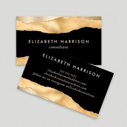 Modern Gold Foil Black Visitekaartje