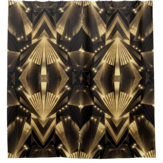 Modern Gold Foil Elegance Neo Art Deco Douchegordijn (Voorkant)