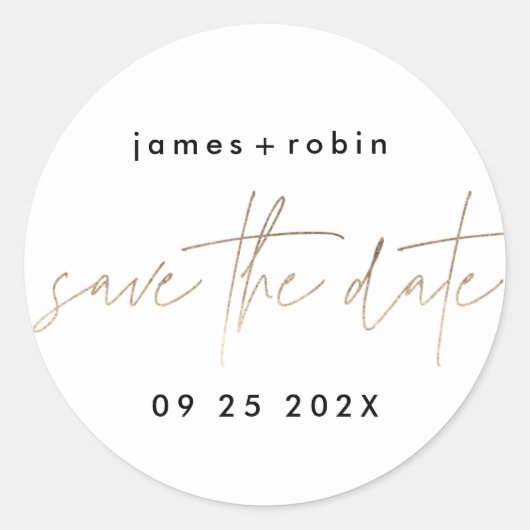 Modern Gold Foil Elegant Modern Wedding Ronde Sticker (Voorkant)