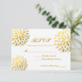 Modern Gold Foil Floral Modern RSVP Weddenkaart (Staand voorkant)