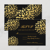 Modern Gold Foil Floral Modern RSVP Weddenkaart (Voorkant / Achterkant)