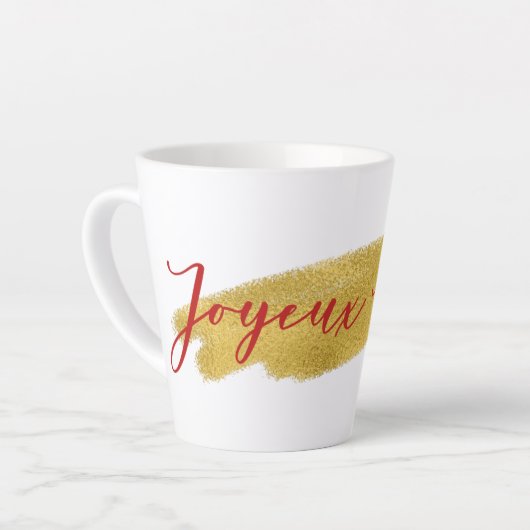 Modern Gold Foil Joyeux Noel Kerstmis Latte Mok (Linkerhoek)