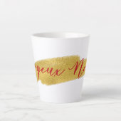 Modern Gold Foil Joyeux Noel Kerstmis Latte Mok (Voorkant)