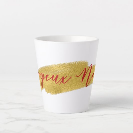 Modern Gold Foil Joyeux Noel Kerstmis Latte Mok (Voorkant)