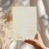Modern Gold Foil Leaves Wedding Folie Uitnodiging