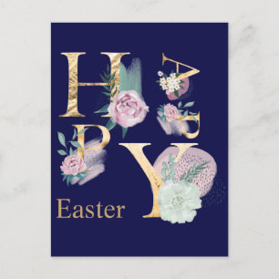 Modern Gold Foil Lettering Floral Waterverf Briefkaart