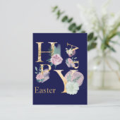 Modern Gold Foil Lettering Floral Waterverf Briefkaart (Staand voorkant)