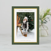 Modern Gold Foil Lijst Fog Green Foto Kerst Folie Feestdagenkaart (Staand Voorkant)