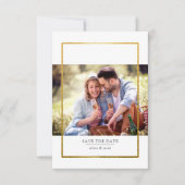 Modern Gold Foil Lijst Photo Wedding Save The Date (Voorkant)