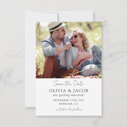 Modern Gold Foil Lijst Photo Wedding Save The Date (Achterkant)