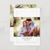 Modern Gold Foil Lijst Photo Wedding Save The Date (Voorkant / Achterkant)