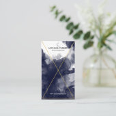 Modern Gold Foil Line Art - Navy Blue Waterverf Visitekaartje (Staand voorkant)