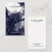 Modern Gold Foil Line Art - Navy Blue Waterverf Visitekaartje (Voorkant / Achterkant)