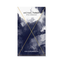 Modern Gold Foil Line Art - Navy Blue Waterverf