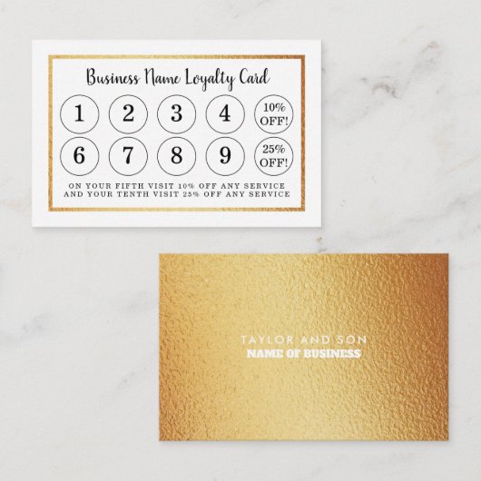 Modern Gold Foil - Loyalty Kaart (Voorkant / Achterkant)