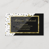 Modern Gold Foil Marble Terrazzo Black Pattern Visitekaartje (Achterkant)