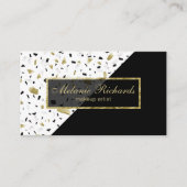 Modern Gold Foil Marble Terrazzo Black Pattern Visitekaartje (Voorkant)
