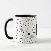 Modern Gold Foil Marble Terrazzo Pattern Monogram Mok (Links)