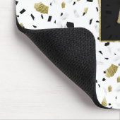 Modern Gold Foil Marble Terrazzo Pattern Monogram Muismat (Hoek)