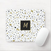 Modern Gold Foil Marble Terrazzo Pattern Monogram Muismat (Met muis)