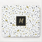 Modern Gold Foil Marble Terrazzo Pattern Monogram Muismat (Voorkant)