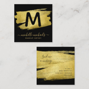 Modern Gold Foil Paint Makeup Salon Black Vierkante Visitekaartje