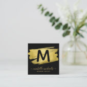 Modern Gold Foil Paint Makeup Salon Black Vierkante Visitekaartje (Staand voorkant)