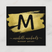 Modern Gold Foil Paint Makeup Salon Black Vierkante Visitekaartje (Voorkant)