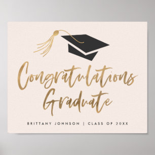 Modern Gold Foil Pet Gefeliciteerd Afstuderen Poster