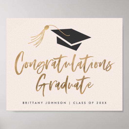 Modern Gold Foil Pet Gefeliciteerd Afstuderen Poster (Voorkant)