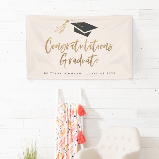 Modern Gold Foil Pet Gefeliciteerd Afstuderen Spandoek (Insitu)