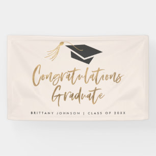 Modern Gold Foil Pet Gefeliciteerd Afstuderen Spandoek