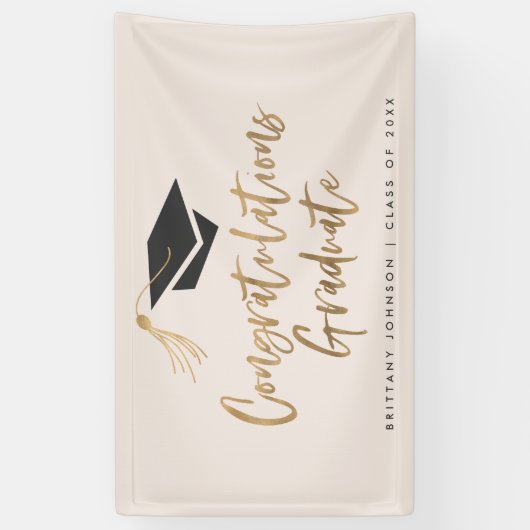 Modern Gold Foil Pet Gefeliciteerd Afstuderen Spandoek (Verticaal)