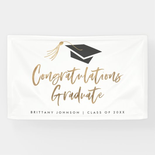 Modern Gold Foil Pet Gefeliciteerd Afstuderen Spandoek (Horizontaal)