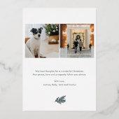 Modern Gold Foil Pine Christmas Photo Holiday Kaar Folie Uitnodiging (Achterkant)