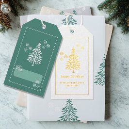Modern Gold Foil Pine Tree Holiday Folie Gift Labe Cadeaulabels