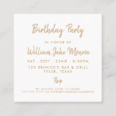 Modern Gold Foil & Script Birthday Party Ticket (Voorkant)
