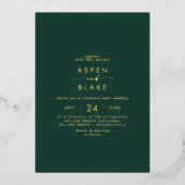 Modern Gold Foil script | Casual huwelijk in Emera Folie Uitnodiging (Voorkant)