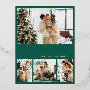 Modern Gold Foil Script Collage Holiday Briefkaart
