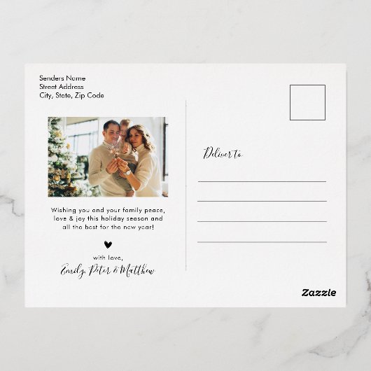 Modern Gold Foil Script Collage Holiday Briefkaart (Achterkant)