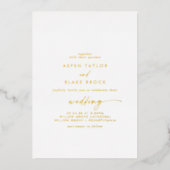 Modern Gold Foil Script Couple & Parents Wedding Folie Uitnodiging (Voorkant)