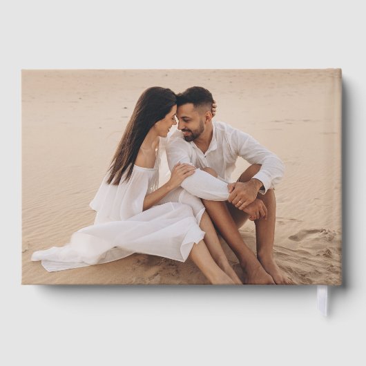 Modern Gold Foil Script Foto bruiloft Gastenboek (Achterkant)