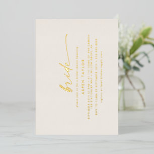 Modern Gold Foil Script Ivory Bride Vrijgezellenfe Folie Uitnodiging