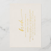 Modern Gold Foil Script Ivory Bride Vrijgezellenfe Folie Uitnodiging (Voorkant)