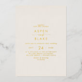 Modern Gold Foil script | Ivory Casual Weddenschap Folie Uitnodiging (Voorkant)
